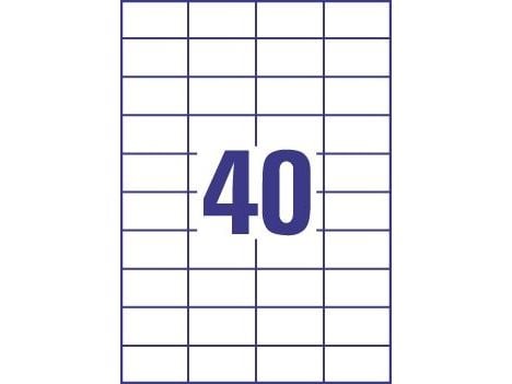 Avery ELA049, Hvit, Selvklebende skriveretikett, A4, Papir, Laser/Blekkskriver, Permanent