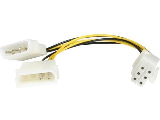 StarTech.com 6in LP4 to 6 Pin PCI Express Video Card Power Cable Adapter - Virtasovitin - 4-pinninen sisäinen virta (M) 6-pinniseen PCIe-virtaan (M...