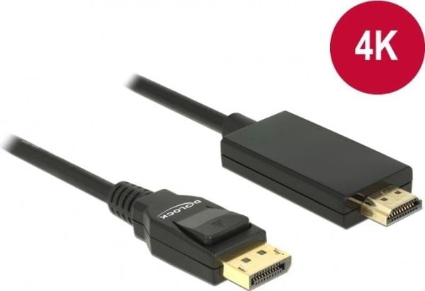 Delock - Adapterkabel - DisplayPort hann til HDMI hann - 1 m - tredobbeltskjermet snodd ledningspar - svart - passiv
