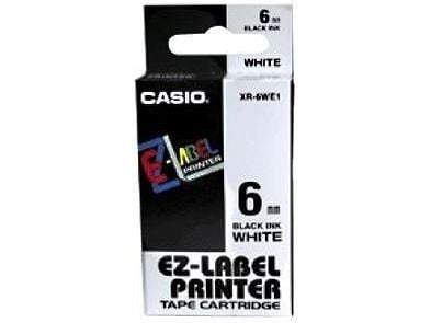 Casio XR-6WE - Selvklebende - svart på hvitt - Rull (0,6 cm x 8 m) 1 kassett(er) etiketteringstape - for KL 170, 60, 60SR, 780