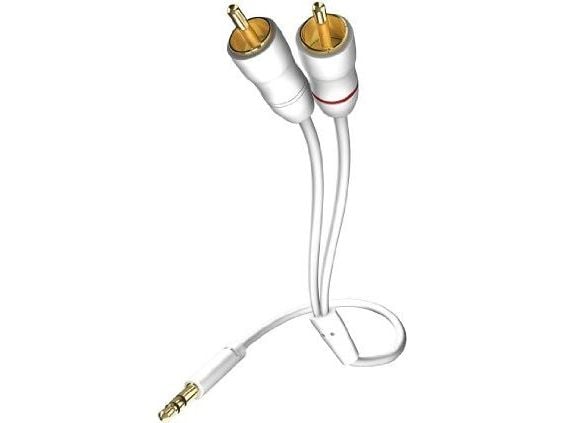 in-akustik Star MP3 Audio Cable - Audioadapter - mini-phone stereo 3.5 mm hann til RCA hann - 0.5 m - skjermet - hvit