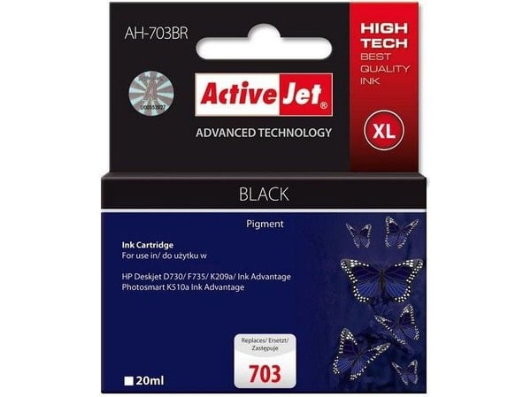Activejet AH-703BR, Høyt (XL) utbytte, Pigmentbasert blekk, 20 ml, 840 sider, 1 stykker