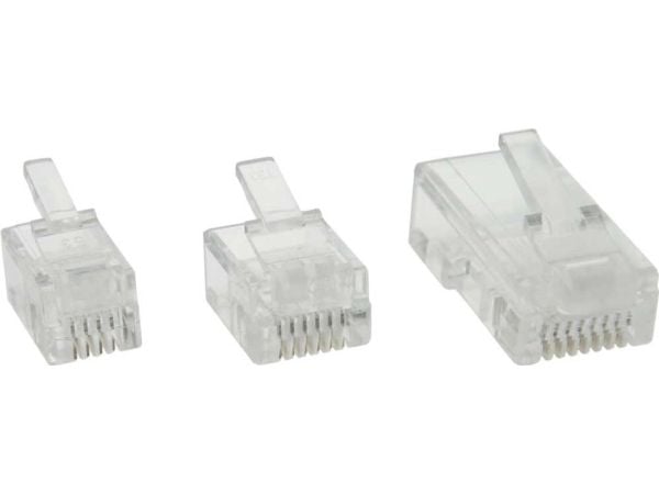InLine 73014, RJ-11, Gjennomsiktig, Hvit, Plast, 9 g, 1,1 mm, 10 stykker