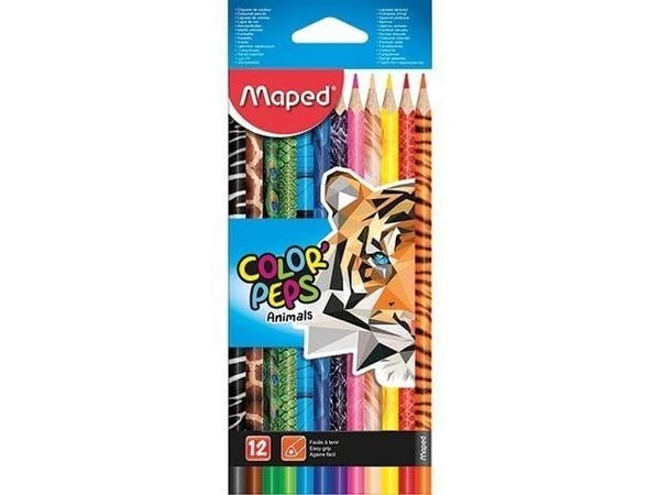Maped värikynät Color''Peps Animals, pahvilaatikko, jossa 12 värikynää, Dreng/Pige, 96 År, Flerfarvet