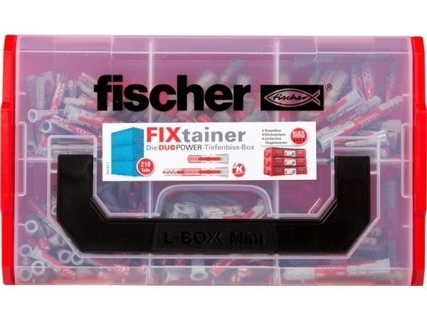Fischer FIXtainer - DUOPOWER, Ekspansjonsanker, Betong, Metall, Plastikk, Grå, 210 stykker, Boks