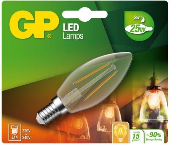 GP - LED hehkulamppu minikynttilä, E14, 2W (25W), 250lm