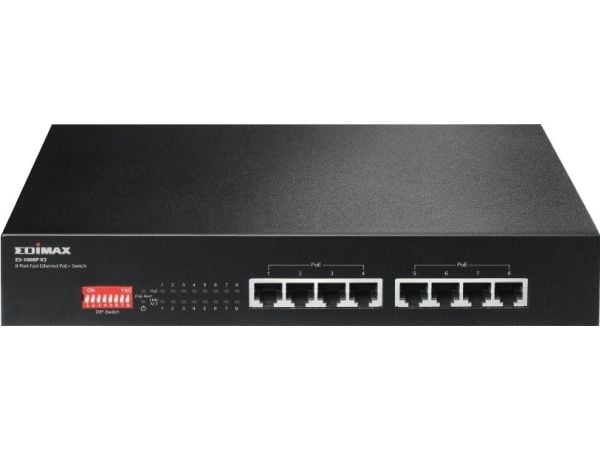 Edimax ES-1008P V2, Fast Ethernet (10/100), Full tosidig, Strøm over Ethernet (PoE)