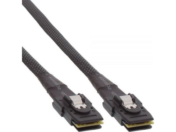 InLine 27624, 0,5 m, Mini SAS SFF-8087 male, Mini-SAS 36pin SFF-8087, Hankjønn/hankjønn, Sort, 40 g
