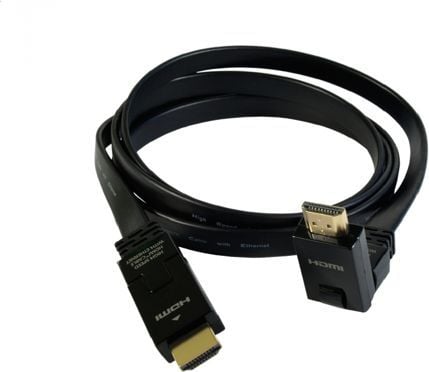 ART AL-05 - HDMI-kabel med Ethernet - HDMI hann til HDMI hann - 1.5 m - 180°-dreiekontakt, flat
