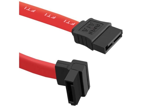Qoltec - SATA-kabel - SATA til SATA - 50 cm - flat, rettvinklet kontakt - rød