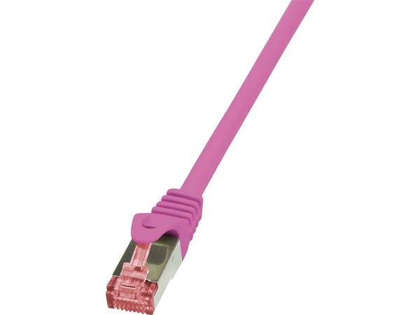 LogiLink PrimeLine - Koblingskabel - RJ-45 (hann) til RJ-45 (hann) - SFTP, PiMF - CAT 6 - halogenfri, uten hindringer - rosa