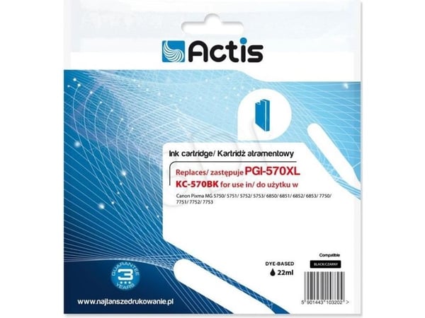 Actis cartridge KC-570Bk replacement Canon PGI-570Bk Standard 22 ml - Kompatibel - Tintenpatrone, Standard utskriftsproduksjon, Pigmentbasert blekk...