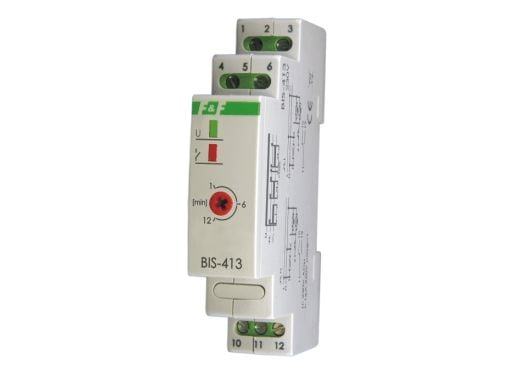 F&F bistabil relä BIS-413I med tidsbrytare för DIN-skena on/off 230V 16A InRush160A/20ms, 1P skruvanslutning 1 modul
