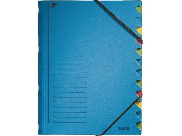 Leitz - Inndeler - 12 rom - 12 deler - fortrykt: I-XII - for A4 (210 x 297 mm) - blå