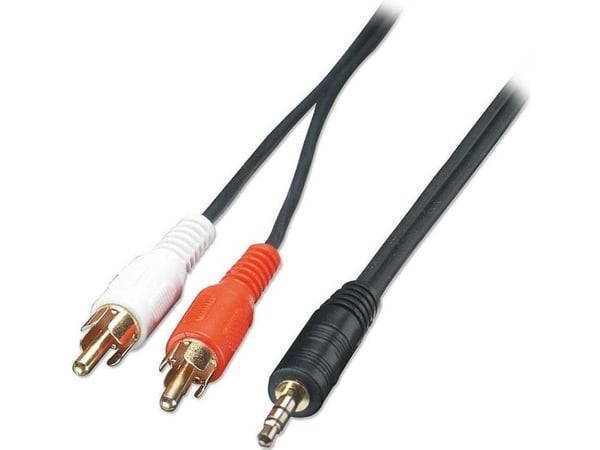 Lindy 35681, 3.5mm, Hankjønn, 2 x RCA, Hankjønn, 2 m, Svart, Rød, Hvit