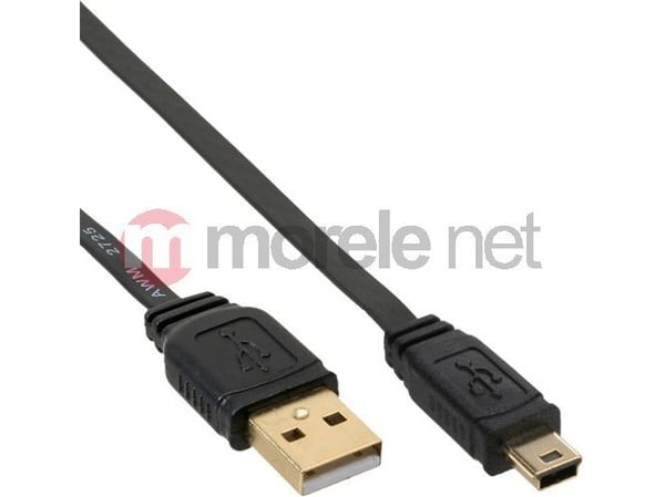 InLine 31820F, 2 m, USB A, Mini-USB B, USB 2.0, uros-/urosliitin, musta
