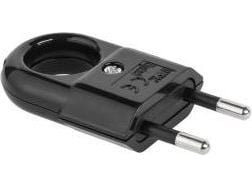 Elgotech Litteä pistoke kahvalla b/u Euro 2.5A 250V musta (WTP2C-2)