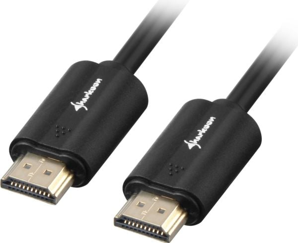 Sharkoon - HDMI-kabel med Ethernet - HDMI hann til HDMI hann - 1 m - skjermet - svart - 4K-støtte