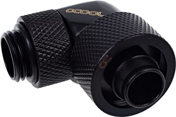 Alphacool Eiszapfen Connector Series 90° Socket 16/10mm - nestejäähdytysjärjestelmän puristuskulmainen liitin - syvämusta