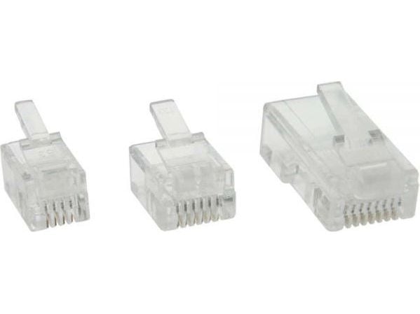 InLine 73094, RJ-11, Gjennomsiktig, Hvit, Plast, 83 g, 8,6 mm, 100 stykker