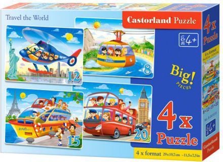 Castorland TRAVEL THE WORLD, 8 styck, Fordon, 4 År