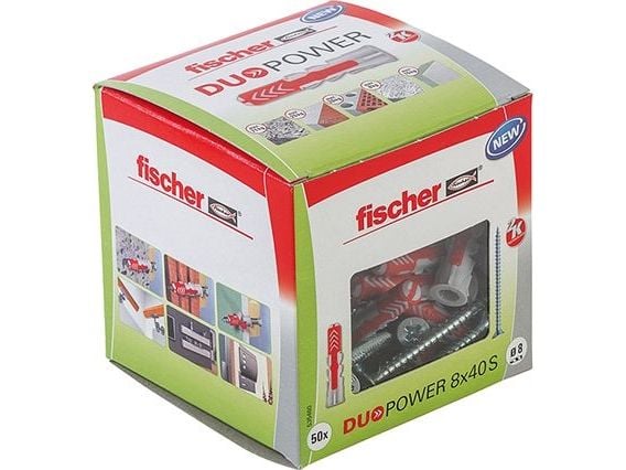 Fischer DUOPOWER 8 x 40 S LD, Ekspansjonsanker, Betong, Metall, Grå, Pozidriv, PZ2