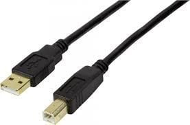LogiLink UA0264, 10 m, USB A, USB B, USB 2.0, Hankjønn/hankjønn, Sort