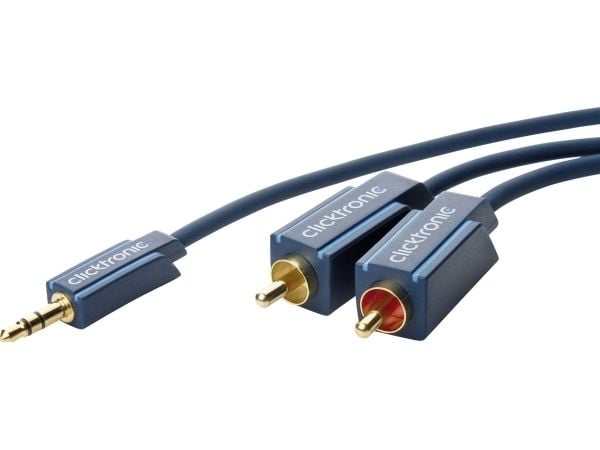 ClickTronic 2m MP3 Adapter, 3.5mm, Hankjønn, 2 x RCA, Hankjønn, 2 m, Blå