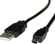 ROLINE 11.02.8708, 0,8 m, Mini-USB B, USB A, USB 2.0, Hankjønn/hankjønn, Sort
