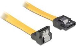 Delock - SATA-kabel - Serial ATA 150/300 - SATA (hann) vinklet til SATA (hann) rett - 1 m - tommelklips - gul