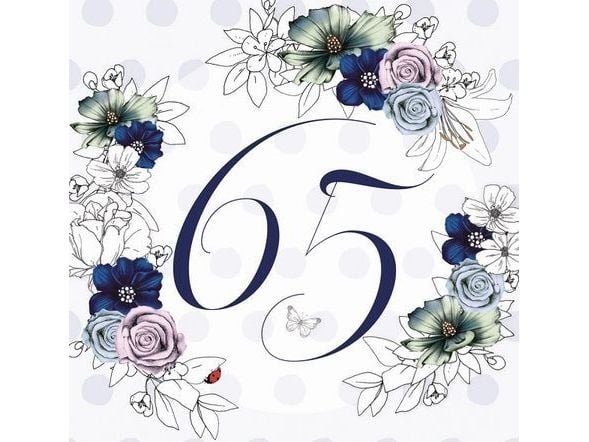 Clear Creation kort Swarovski fyrkantigt | Födelsdag 65 blommor