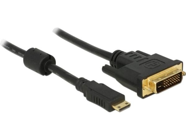 Delock - Adapterkabel - dobbeltlenke - 19 pin mini HDMI Type C hann til DVI-D hann - 1 m - svart