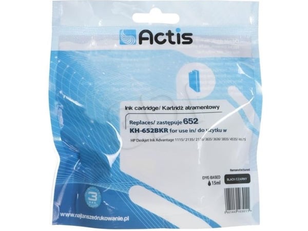 Actis KH-652BKR, Standard utskriftsproduksjon, Pigmentbasert blekk, 15 ml, 1 stykker, Enkeltpakke