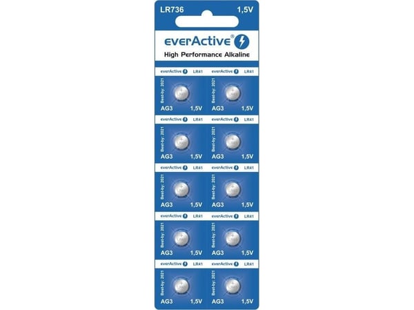 Everactive EVAG3, Engangsbatteri, LR41, Alkalinsk, 1,5 V, 10 stykker, 5 år