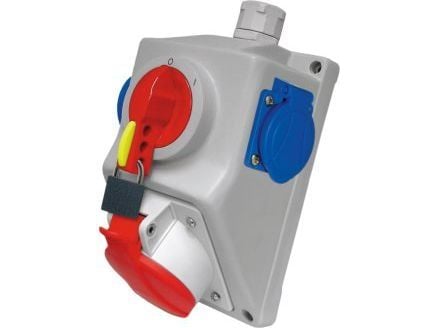 Elektromet-asennus 4P 1x 2P+Z L-0-P 16A pistorasialla IP54 C16-48.1 (971613)