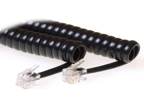 MicroConnect - Telefonkabel - RJ-10 (hann) til RJ-10 (hann) - 4 m - rullet sammen - svart