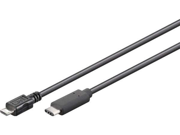 Goobay 67895, 0,2 m, Micro-USB B, USB C, USB 2.0, 0,48 Gbit/s, Sort
