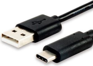 Equip 12888107, 1 m, USB A, USB C, USB 2.0, Hankjønn/hankjønn, Sort