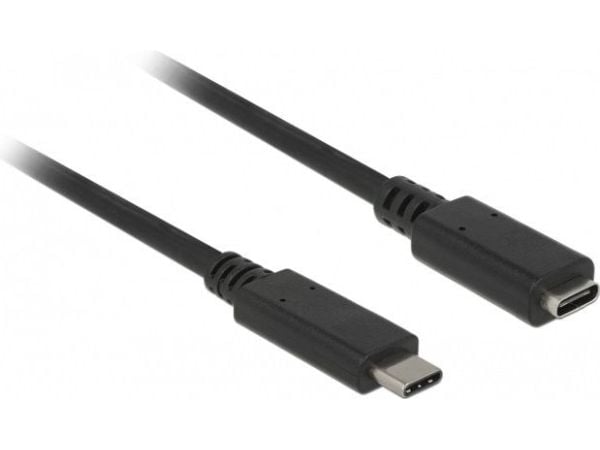 Delock - USB-forlengelseskabel - USB-C (hann) til USB-C (hunn) - USB 3.1 Gen 1 - 3 A - 50 cm - svart