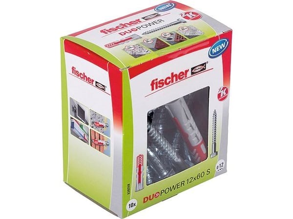 Fischer DUOPOWER 12 x 60 S LD, Ekspansjonsanker, Betong, Metall, Grå, 60 mm, 1,2 cm
