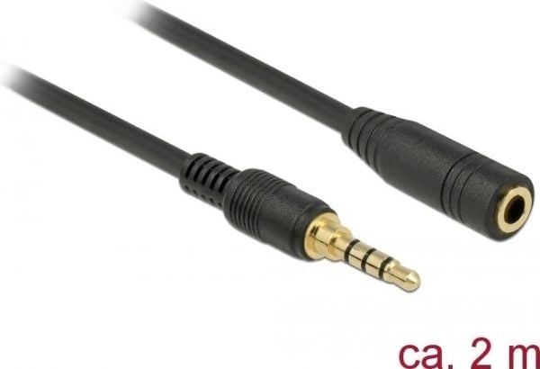 DeLOCK 85631, 3.5mm, Uros, 3.5mm, Naaras, 2 m, Musta
