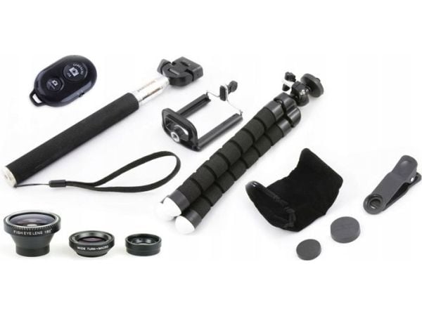 Selvpinner Xrec Selfie-sett 5-i-1 - stativ / 3x objektiv / fjernkontroll / monopod / holder