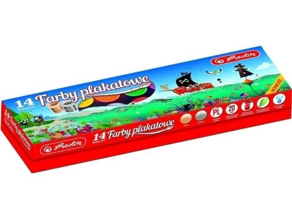 Herlitz plakatfarger skole 14 farger 20 ml premium gull/sølv - 0009567207