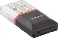 Esperanza EA134K, MicroSD (TransFlash), MicroSDHC, Musta, Hopea, Läpinäkyvä, USB 2.0