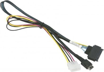 Supermicro - SAS internt kabel - OCuLink (han) till 4-PIN intern ström, U.2 (SFF-8639) (han) - 55 cm - haspet