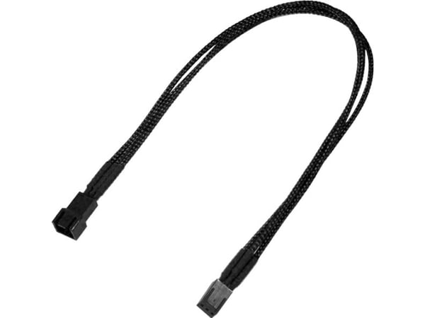 Nanoxia - Forlengelseskabel for viftestrømforsyning - 3 pin internstr (hann) til 3 pin internstr (hann) - 30 cm - svart