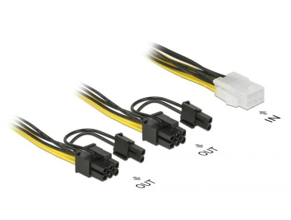 Delock - Strømkabel - 6-pins PCIe-strøm (hunn) til 8-pins PCIe-strøm (6+2) (hann) - 12 V - 15 cm - låst