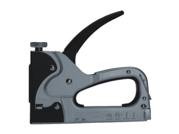 Dedra 11Z003 spiker-/heftepistol til møbeltrekk 4-i-1 6-14 mm regulering av slagkraft