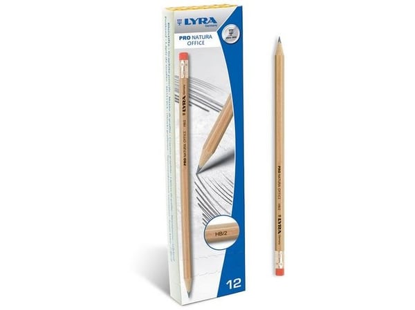 Lyra Olówek Pro Natura HB/2 med suddgummi (12 st) (273674)