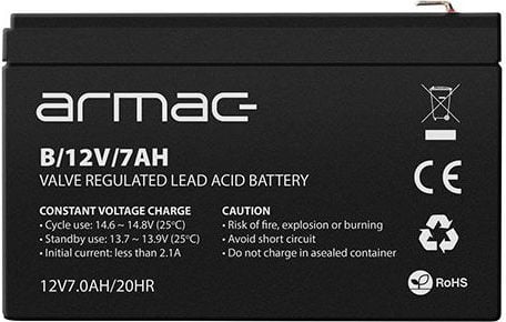 Armac - UPS-batteri - 1 x batteri - ventilregulert blysyre (VRLA) - 7 Ah